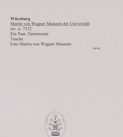 Rückseite von Martin von Wagner Museum [https://www.deutsche-digitale-bibliothek.de/content/lizenzen/rv-ez/] Ein Paar, Genreszene - , bh588974_recto. Foto.