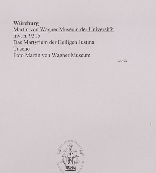 Rückseite von Martin von Wagner Museum [https://www.deutsche-digitale-bibliothek.de/content/lizenzen/rv-ez/] Das Martyrium der Heiligen Justina - , bh588979_recto. Foto.