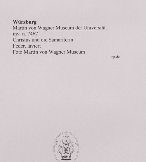 Rückseite von Martin von Wagner Museum [https://www.deutsche-digitale-bibliothek.de/content/lizenzen/rv-ez/] Christus und die Samariterin - , bh589001_recto. Foto.