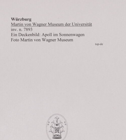 Rückseite von Martin von Wagner Museum [https://www.deutsche-digitale-bibliothek.de/content/lizenzen/rv-ez/] Ein Deckenbild: Apoll im Sonnenwagen - , bh589014_recto. Foto.