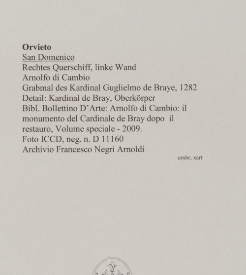 Rückseite von ICCD [https://www.deutsche-digitale-bibliothek.de/content/lizenzen/rv-ez/] Grabmal des Kardinal Guglielmo de Braye - Detail: Kardinal de Bray, Oberkörper, bh589027_recto. Foto.