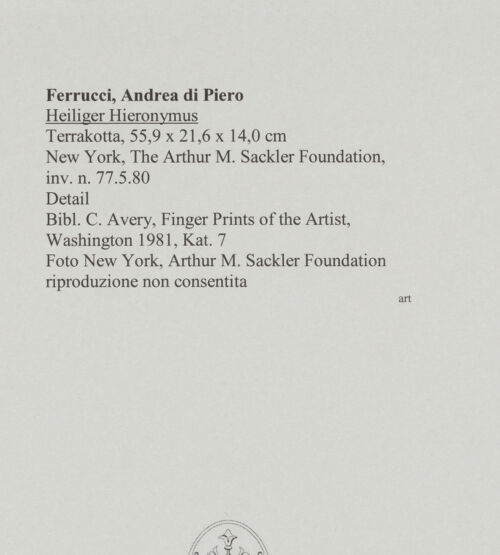 Rückseite von New York, Arthur M. Sackler Foundation [https://rightsstatements.org/page/CNE/1.0/] Heiliger Hieronymus - Detail, bh589529_recto. Foto.