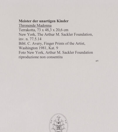 Rückseite von New York, Arthur M. Sackler Foundation [https://rightsstatements.org/page/CNE/1.0/] Thronende Madonna - , bh589532_recto. Foto.