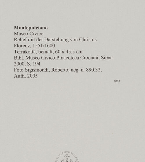 Rückseite von Sigismondi, Roberto [https://rightsstatements.org/page/CNE/1.0/] Relief mit der Darstellung von Christus - , bh589598_recto. Foto: Sigismondi, Roberto.