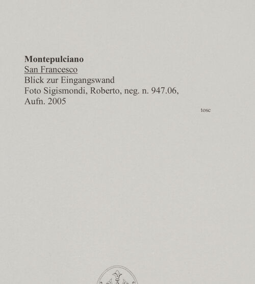 Rückseite von Sigismondi, Roberto [https://rightsstatements.org/page/CNE/1.0/] San Francesco - Blick zur Eingangswand, bh589637_recto. Foto: Sigismondi, Roberto.