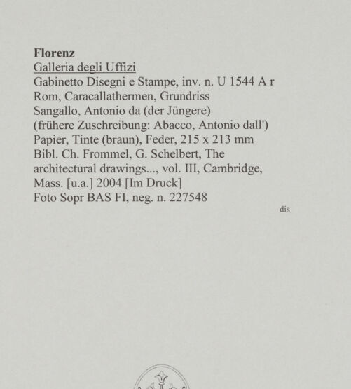 Rückseite von Sopr BAS FI [https://www.deutsche-digitale-bibliothek.de/content/lizenzen/rv-ez/] Rom, Caracallathermen, Grundriss - , bh589705_recto. Foto.