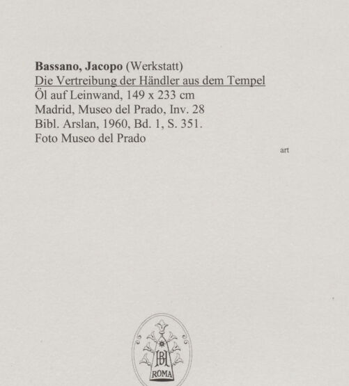 Rückseite von Museo del Prado [https://www.deutsche-digitale-bibliothek.de/content/lizenzen/rv-ez/] Die Vertreibung der Händler aus dem Tempel - , bh590042_recto. Foto.