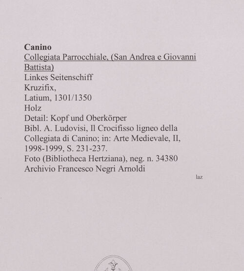 Rückseite von unbekannt [https://www.deutsche-digitale-bibliothek.de/content/lizenzen/rv-fz/] Kruzifix - Detail: Kopf und Oberkörper, bh590045_recto. Foto.