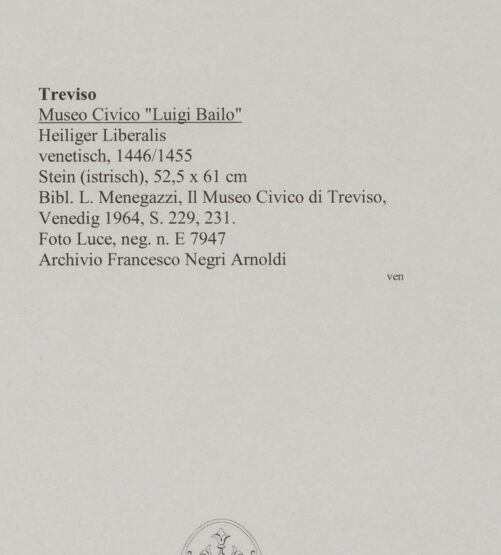 Rückseite von Luce [https://www.deutsche-digitale-bibliothek.de/content/lizenzen/rv-ez/] Heiliger Liberalis - , bh590395_recto. Foto.