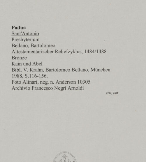 Rückseite von Alinari [https://www.deutsche-digitale-bibliothek.de/content/lizenzen/rv-ez/] Altestamentarischer ReliefzyklusKain und Abel - , bh590420_recto. Foto.