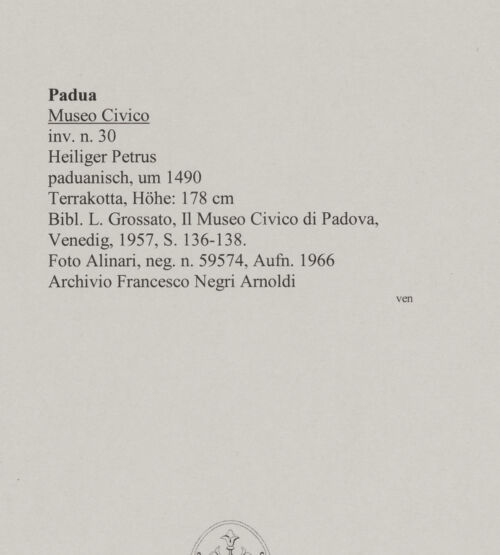 Rückseite von Alinari [https://www.deutsche-digitale-bibliothek.de/content/lizenzen/rv-ez/] Heiliger Petrus - , bh590441_recto. Foto.