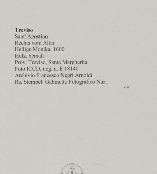 Rückseite von ICCD [https://www.deutsche-digitale-bibliothek.de/content/lizenzen/rv-ez/] Heilige Monika - , bh590457_recto. Foto.