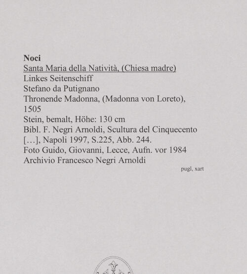 Rückseite von Guido, Giovanni, Lecce [https://www.deutsche-digitale-bibliothek.de/content/lizenzen/rv-ez/] Thronende Madonna und Madonna von Loreto - , bh590468_recto. Foto.