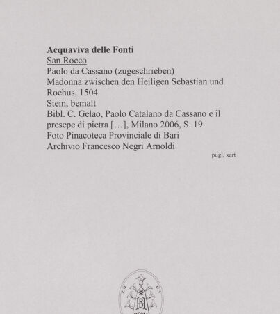 Rückseite von Pinacoteca Provinciale di Bari [https://www.deutsche-digitale-bibliothek.de/content/lizenzen/rv-ez/] Madonna zwischen den Heiligen Sebastian und Rochus - Gesamtansicht, bh590483_recto. Foto.