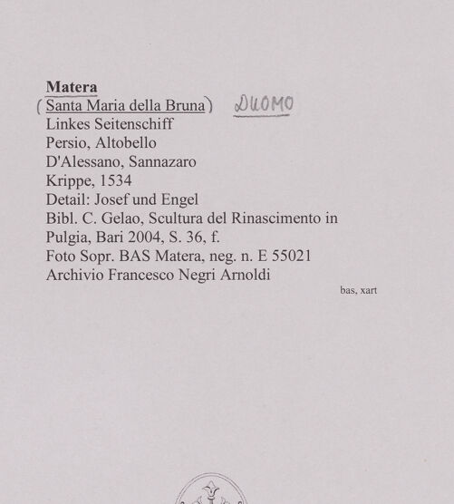 Rückseite von Sopr. BAS Matera [https://www.deutsche-digitale-bibliothek.de/content/lizenzen/rv-ez/] Krippe  - Detail: Josef und Engel, bh590497_recto. Foto.