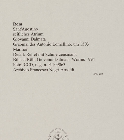 Rückseite von ICCD [https://www.deutsche-digitale-bibliothek.de/content/lizenzen/rv-ez/] Grabmal des Antonio Lomellino - Detail: Relief mit Schmerzensmann, bh590571_recto. Foto.