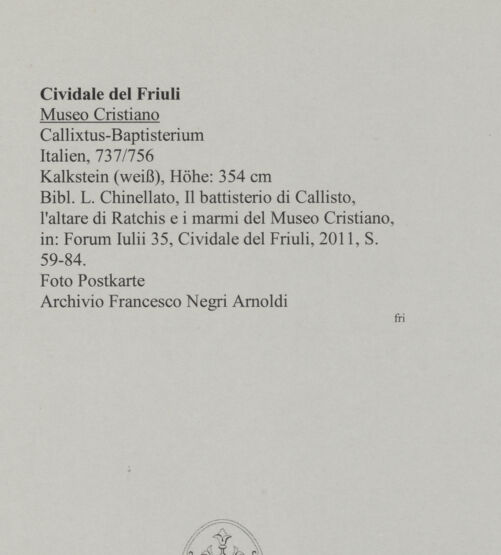 Rückseite von unbekannt [https://www.deutsche-digitale-bibliothek.de/content/lizenzen/rv-ez/] Callixtus-Baptisterium (Battistero di Callisto) - Gesamtansicht, bh590645_recto. Foto.