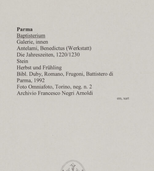 Rückseite von Omniafoto, Torino [https://www.deutsche-digitale-bibliothek.de/content/lizenzen/rv-fz/] Die JahreszeitenHerbst und Frühling - , bh590660_recto. Foto.