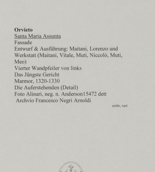 Rückseite von Alinari [https://www.deutsche-digitale-bibliothek.de/content/lizenzen/rv-ez/] Szenen aus der Heiligen SchriftDas Jüngste Gericht - Die Auferstehenden (Detail), bh590776_recto. Foto: Anderson.