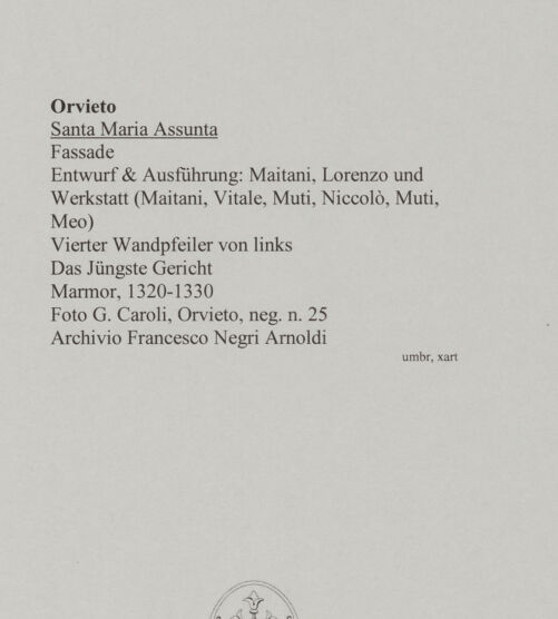 Rückseite von G. Caroli, Orvieto [https://www.deutsche-digitale-bibliothek.de/content/lizenzen/rv-ez/] Szenen aus der Heiligen SchriftDas Jüngste Gericht - Das Jüngste Gericht, bh590777_recto. Foto.