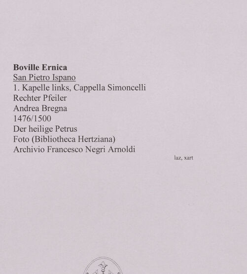 Rückseite von unbekannt [https://www.deutsche-digitale-bibliothek.de/content/lizenzen/rv-fz/] Ausstattung der Cappella SimoncelliZwei ApostelfigurenHeiliger Petrus - Geamtansicht, bh590930_recto. Foto.