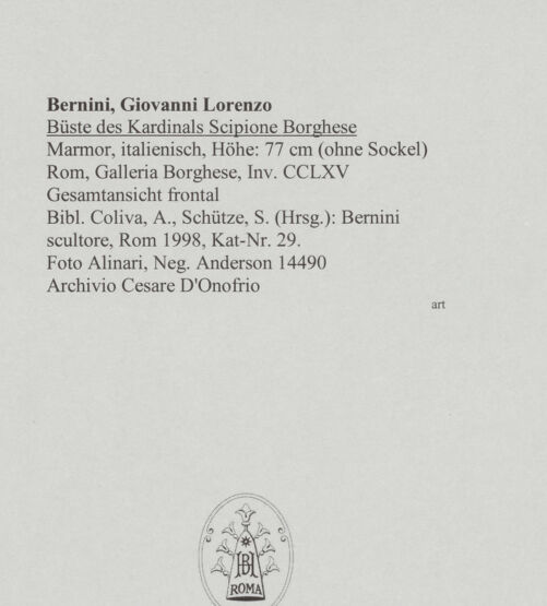 Rückseite von Alinari [https://www.deutsche-digitale-bibliothek.de/content/lizenzen/rv-ez/] Bildnis des Kardinals Scipione Borghese - Gesamtansicht frontal, bh591274_recto. Foto.