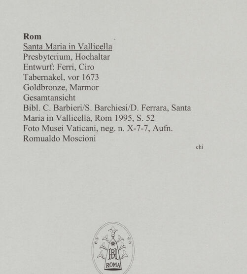 Rückseite von Musei Vaticani [https://www.deutsche-digitale-bibliothek.de/content/lizenzen/rv-ez/] Tabernakel - Gesamtansicht, bh591353_recto. Foto: Moscioni, Romualdo.
