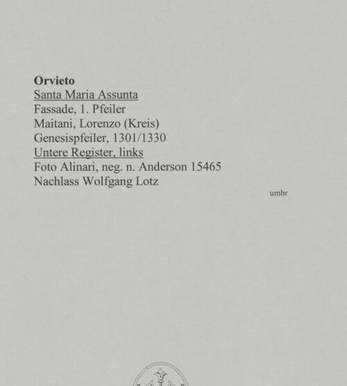 Rückseite von Alinari [https://rightsstatements.org/page/CNE/1.0/] GenesisGenesis - Untere Register, links, bh591629_recto. Foto.