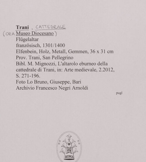 Rückseite von Lo Bruno, Giuseppe, Bari [https://www.deutsche-digitale-bibliothek.de/content/lizenzen/rv-ez/] Flügelaltar (Madonna, Heiligen und Szenen aus dem Leben von Maria) - Gesamtansicht, bh592829_recto. Foto.