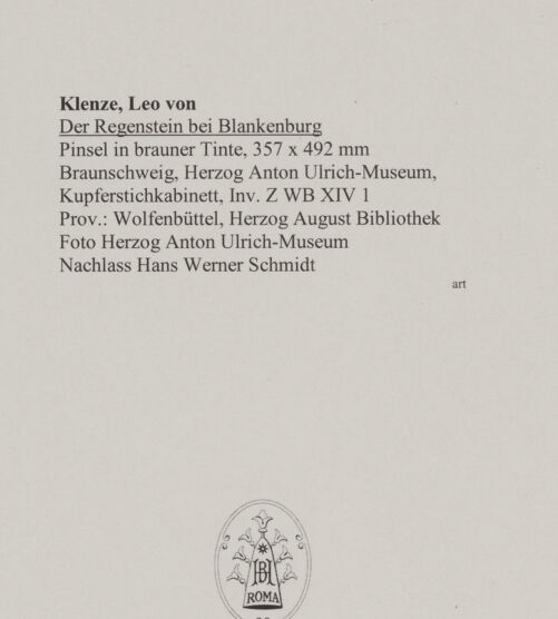 Rückseite von Herzog Anton Ulrich-Museum [https://www.deutsche-digitale-bibliothek.de/content/lizenzen/rv-ez/] Der Regenstein bei Blankenburg - , bh592889_recto. Foto.