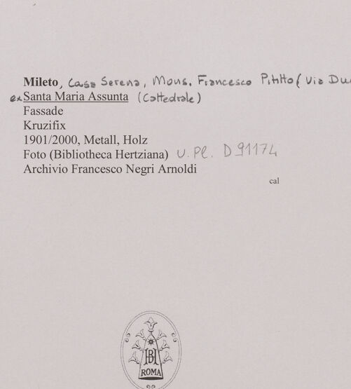 Rückseite von Bibliotheca Hertziana [https://www.deutsche-digitale-bibliothek.de/content/lizenzen/rv-fz/] Kruzifix - Gesamtansicht, bh594672_recto. Foto: Negri Arnoldi, Francesco.