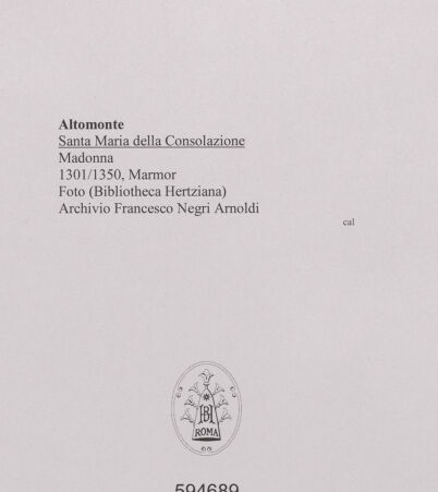 Rückseite von unbekannt [https://www.deutsche-digitale-bibliothek.de/content/lizenzen/rv-fz/] Madonna - , bh594689_recto. Foto.