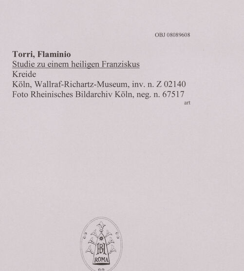 Rückseite von Rheinisches Bildarchiv Köln [https://www.deutsche-digitale-bibliothek.de/content/lizenzen/rv-ez/] Studie zu einem heiligen Franziskus - , bh594855_recto. Foto.