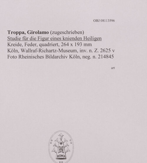 Rückseite von Rheinisches Bildarchiv Köln [https://www.deutsche-digitale-bibliothek.de/content/lizenzen/rv-ez/] Studie für die Figur eines knienden Heiligen - , bh594873_recto. Foto.