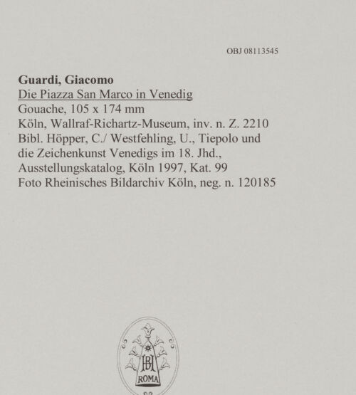 Rückseite von Rheinisches Bildarchiv Köln [https://www.deutsche-digitale-bibliothek.de/content/lizenzen/rv-ez/] Die Piazza San Marco in Venedig - , bh594877_recto. Foto.