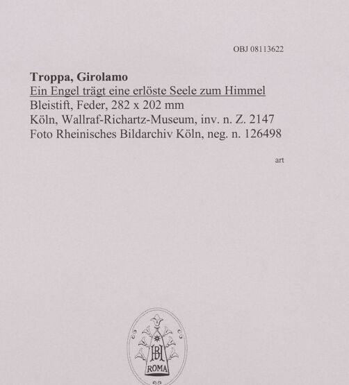 Rückseite von Rheinisches Bildarchiv Köln [https://www.deutsche-digitale-bibliothek.de/content/lizenzen/rv-ez/] Ein Engel trägt eine erlöste Seele zum Himmel - , bh594898_recto. Foto.