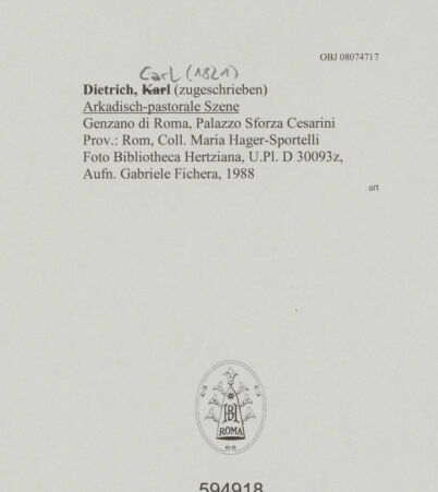 Rückseite von Bibliotheca Hertziana [https://www.deutsche-digitale-bibliothek.de/content/lizenzen/rv-ez/] Arkadisch-pastorale Szene - , bh594918_recto. Foto: Fichera, Gabriele.