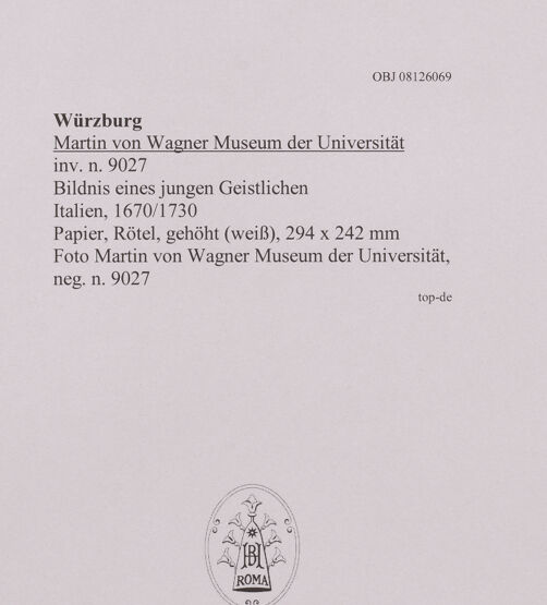 Rückseite von Martin von Wagner Museum der Universität [https://www.deutsche-digitale-bibliothek.de/content/lizenzen/rv-ez/] Bildnis eines jungen Geistlichen - , bh594987_recto. Foto.