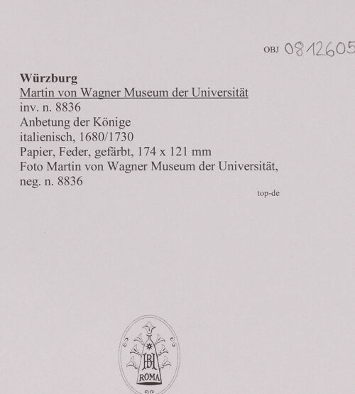 Rückseite von Martin von Wagner Museum der Universität [https://www.deutsche-digitale-bibliothek.de/content/lizenzen/rv-ez/] Anbetung der Könige - , bh595018_recto. Foto.