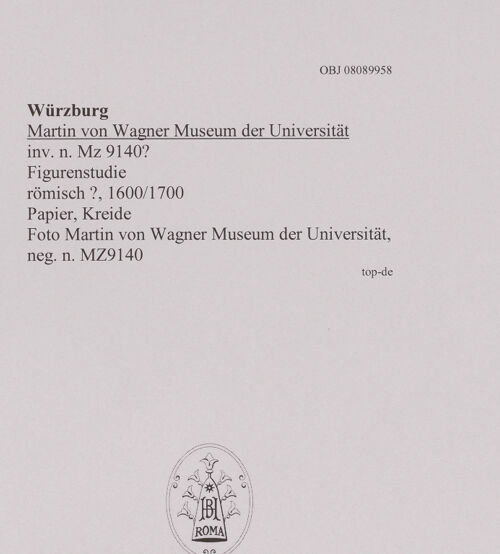 Rückseite von Martin von Wagner Museum der Universität [https://www.deutsche-digitale-bibliothek.de/content/lizenzen/rv-ez/] Figurenstudie - , bh595027_recto. Foto.