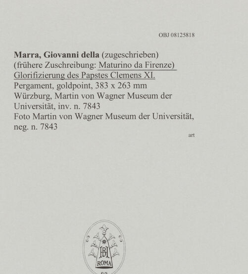 Rückseite von Martin von Wagner Museum der Universität [https://www.deutsche-digitale-bibliothek.de/content/lizenzen/rv-ez/] Glorifizierung des Papstes Clemens XI. - , bh595035_recto. Foto.