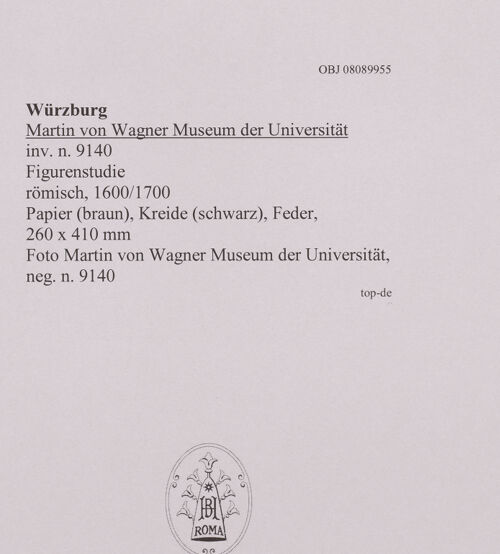 Rückseite von Martin von Wagner Museum der Universität [https://www.deutsche-digitale-bibliothek.de/content/lizenzen/rv-ez/] Figurenstudie - , bh595054_recto. Foto.