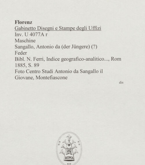 Rückseite von Centro Studi Antonio Sangallo il Giovane, Montefiascone [https://www.deutsche-digitale-bibliothek.de/content/lizenzen/rv-ez/] Maschine - , bh595557_recto. Foto.