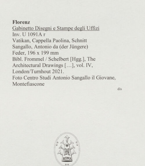 Rückseite von Centro Studi Antonio Sangallo il Giovane, Montefiascone [https://www.deutsche-digitale-bibliothek.de/content/lizenzen/rv-ez/] Vatikan, Cappella Paolina, Schnitt - , bh595647_recto. Foto.