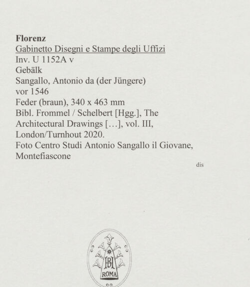 Rückseite von Centro Studi Antonio Sangallo il Giovane, Montefiascone [https://www.deutsche-digitale-bibliothek.de/content/lizenzen/rv-ez/] Gebälk - , bh595687_recto. Foto.