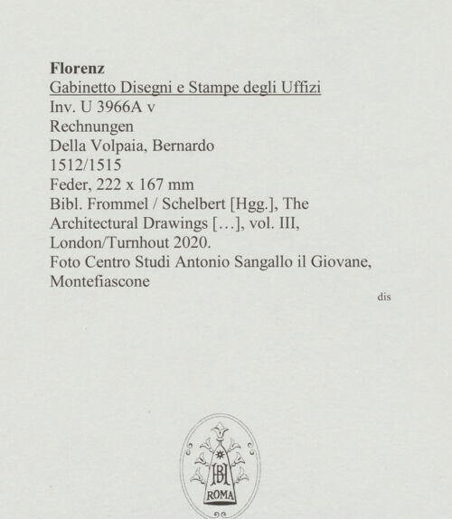 Rückseite von Centro Studi Antonio Sangallo il Giovane, Montefiascone [https://www.deutsche-digitale-bibliothek.de/content/lizenzen/rv-ez/] Rechnungen - , bh595876_recto. Foto.