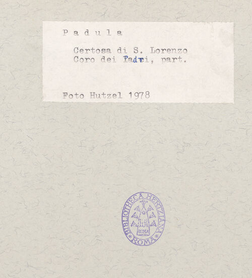 Rückseite von Hutzel, Max [https://www.deutsche-digitale-bibliothek.de/content/lizenzen/rv-ez/] Coro dei Padri (Chor der Mönche)Dorsale mit neutestamentlichen Szenen - Teilansicht, bh600366_recto. Foto: Hutzel, Max.