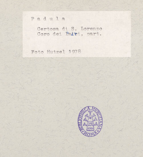 Rückseite von Hutzel, Max [https://www.deutsche-digitale-bibliothek.de/content/lizenzen/rv-ez/] Coro dei Padri (Chor der Mönche)Dorsale mit neutestamentlichen SzenenBildfeld 15: das Gastmahl in Bethanien: Maria Magdalena salbt die Füße Christi; Szene aus der Geschichte des Kartäuserordens - Gesamtansicht, bh600375_recto. Foto: Hutzel, Max.