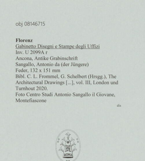 Rückseite von Centro Studi Antonio Sangallo il Giovane, Montefiascone [https://www.deutsche-digitale-bibliothek.de/content/lizenzen/rv-ez/] Ancona, Antike Grabinschrift - , bh600681_recto. Foto.