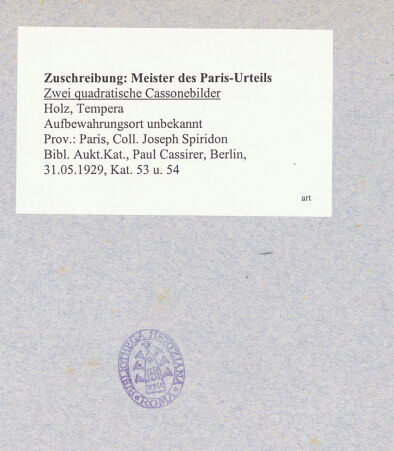 Rückseite von unbekannt [https://www.deutsche-digitale-bibliothek.de/content/lizenzen/rv-fz/] Zwei quadratische Cassonebilder - beide Tafeln nebeneinander, bh603149_recto. Foto.